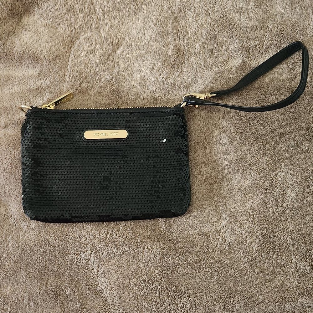 Michael Kors Black Sequin Wristlet  - New